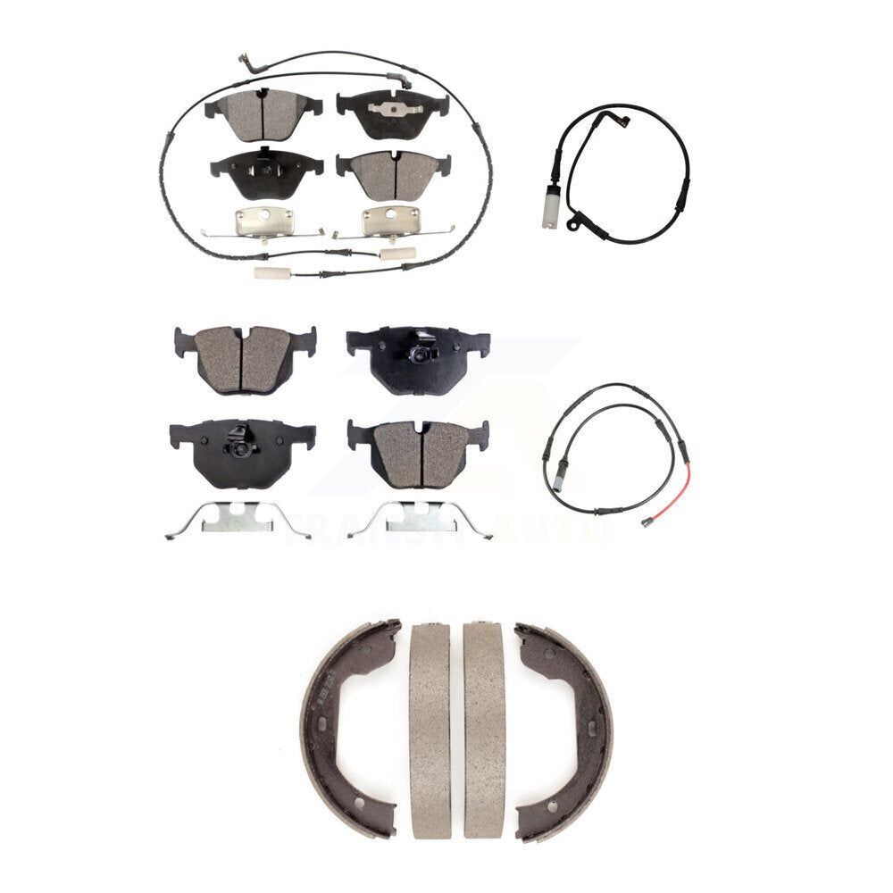 Front Rear Ceramic Brake Pad And Extra Wear Sensor Kit (5Pc) For BMW 528i xDrive