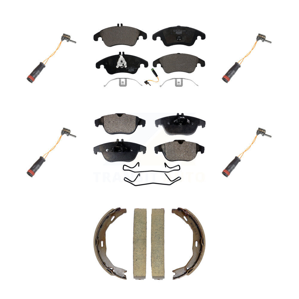Front Rear Ceramic Brake Pads Extra Wear Sensor Kit (7Pc) For Mercedes-Benz C300