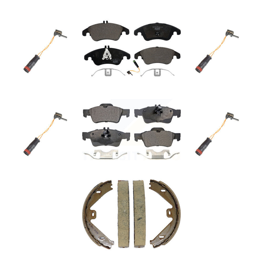 Front Rear Ceramic Brake Pads Extra Wear Sensor Kit (7Pc) For Mercedes-Benz E350