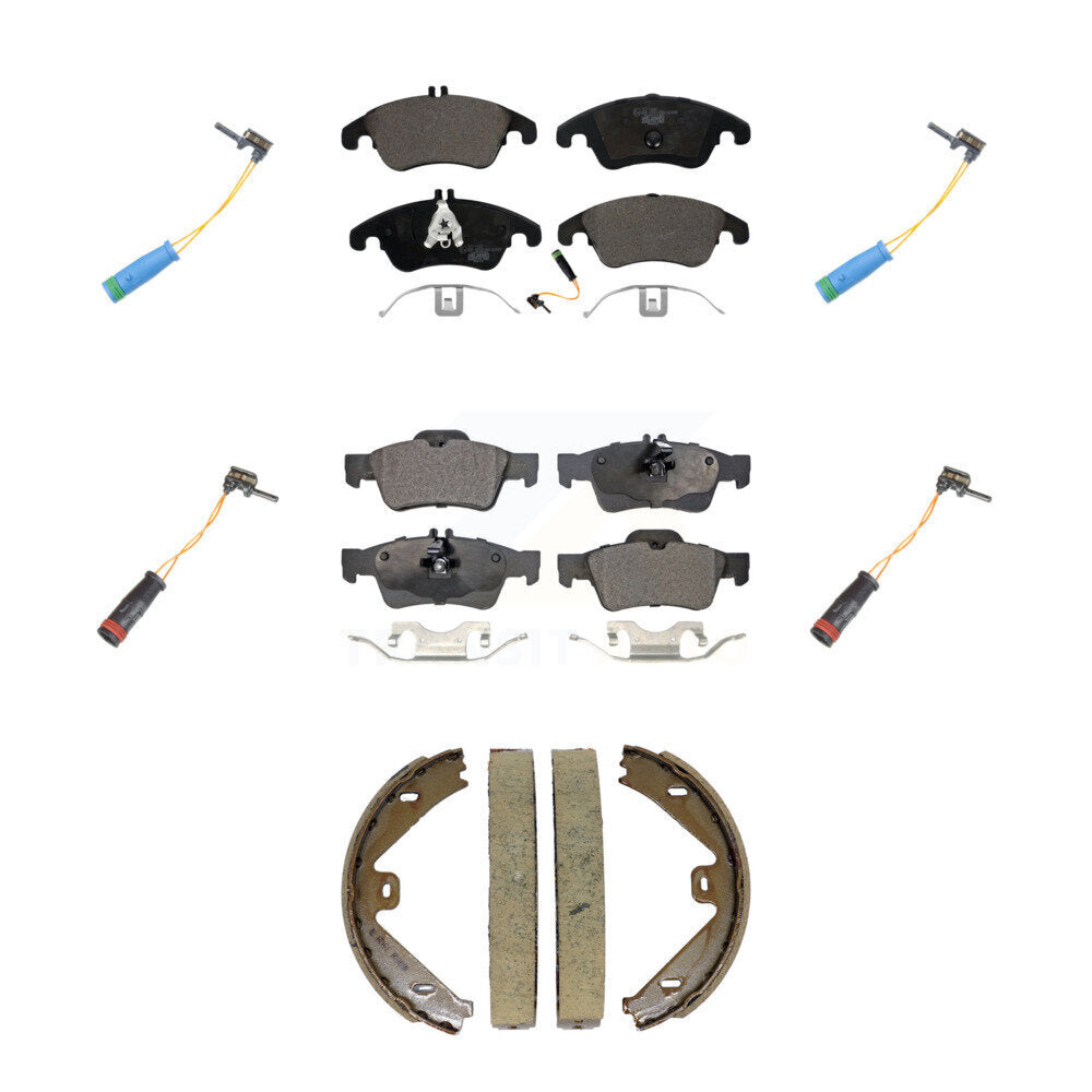 Front Rear Ceramic Brake Pads Extra Wear Sensor Kit (7Pc) For Mercedes-Benz E400