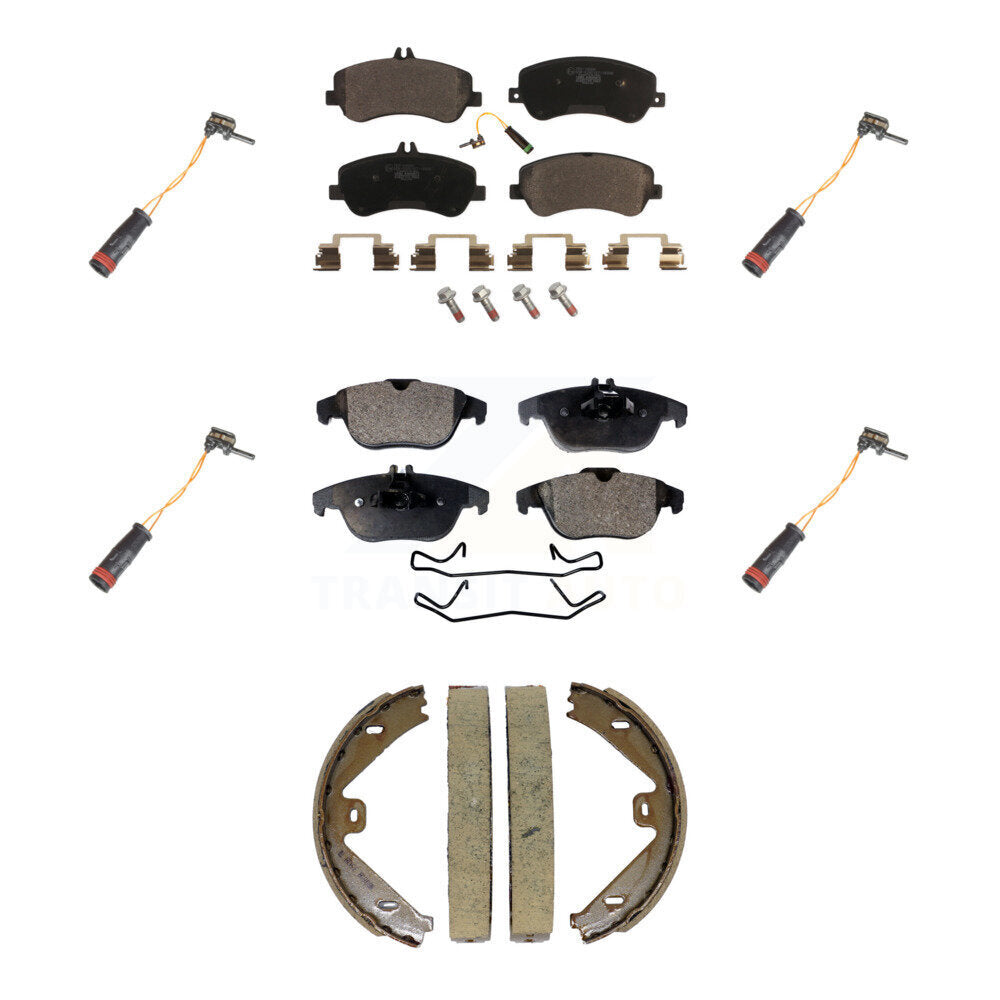 Front Rear Ceramic Disc Brake Pads Extra Wear Sensor Kit (7Pc) For Mercedes-Benz