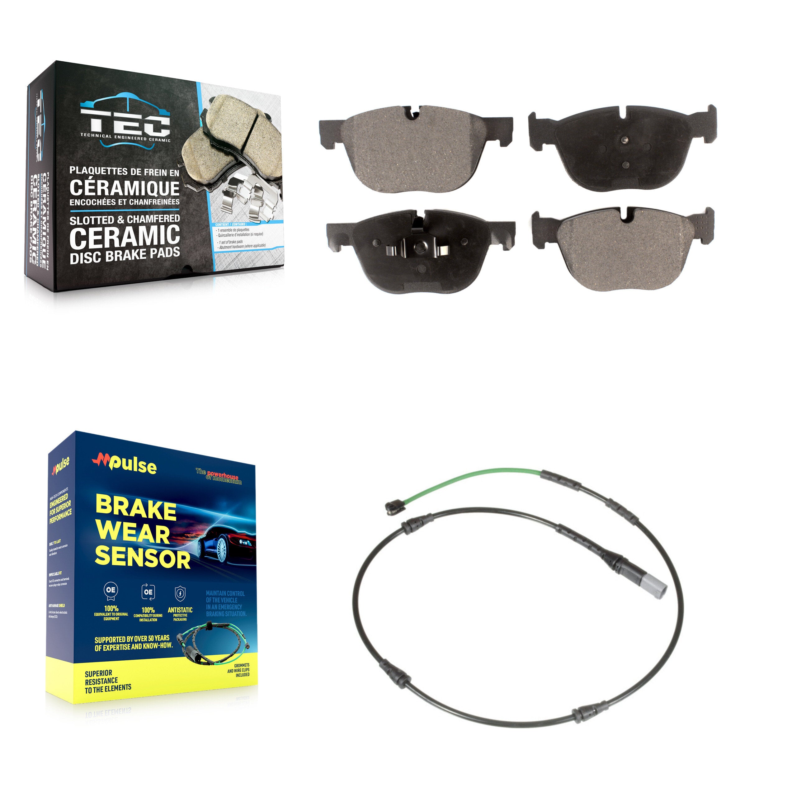 Front Ceramic Disc Brake Pads And Wear Sensor Kit For BMW X6 xDrive35i with 3.0L