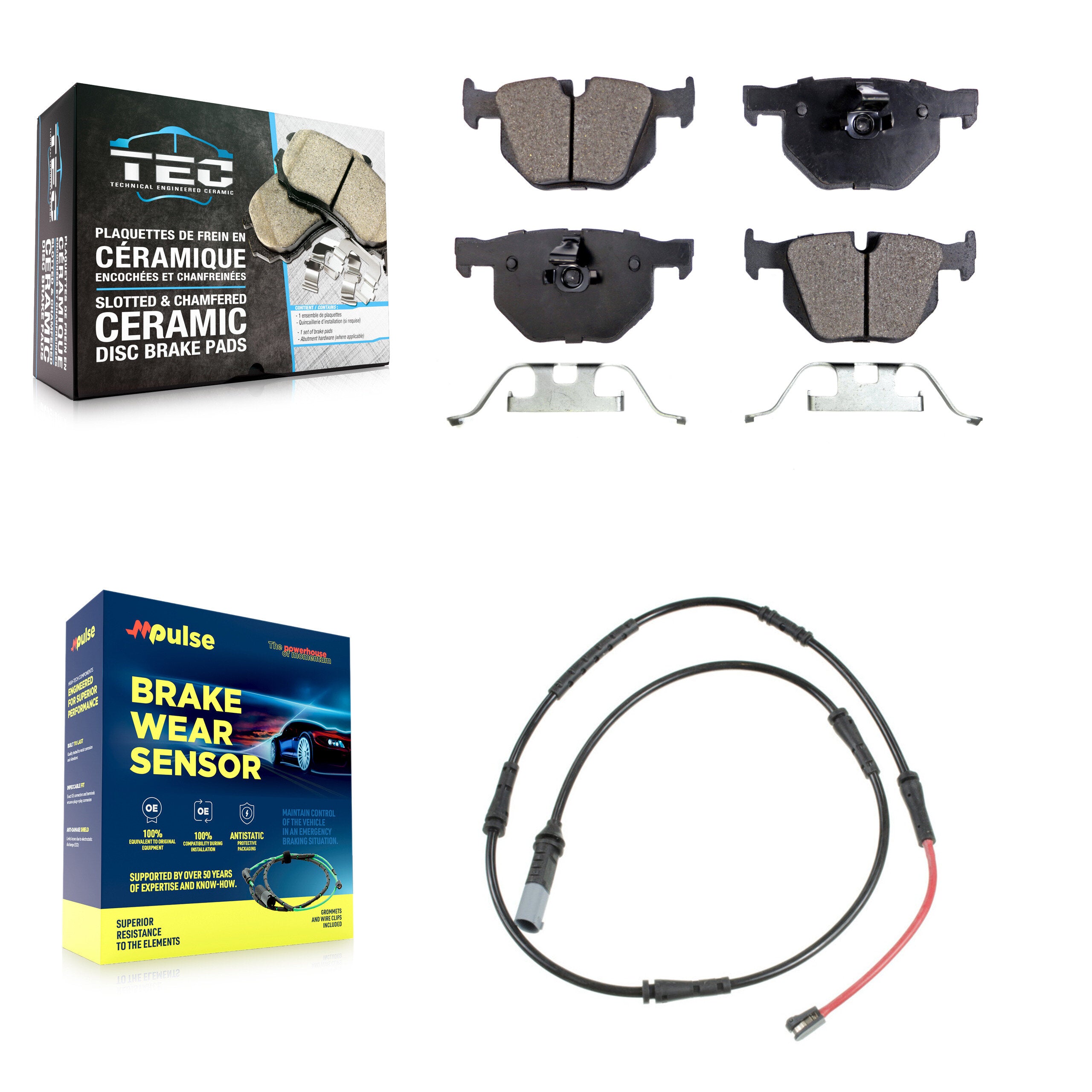 Rear Ceramic Disc Brake Pads And Wear Sensors Kit For 2009-2010 BMW 528i xDrive