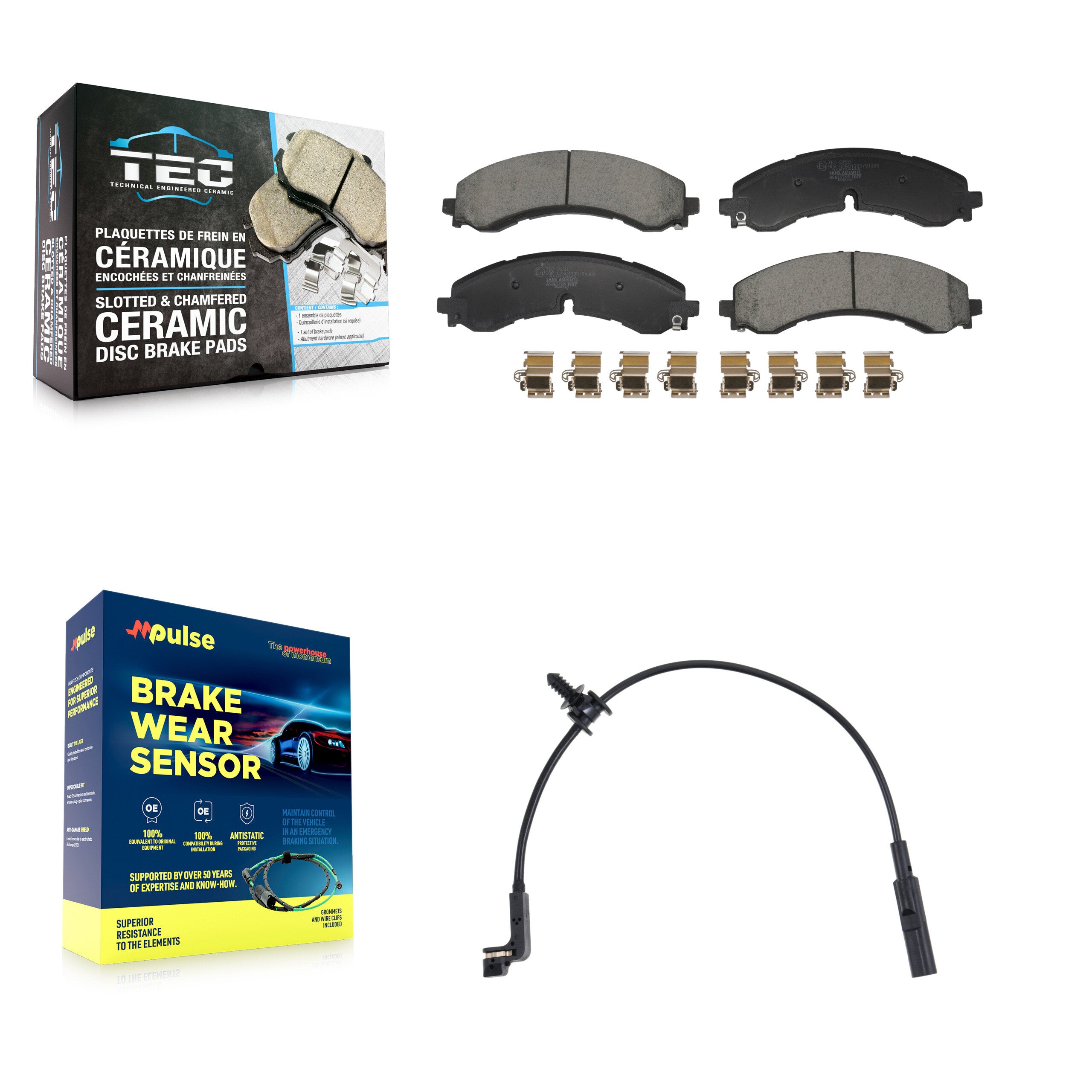 Rear Ceramic Brake Pad And Wear Sensor Kit For GMC Chevrolet Sierra 2500 HD 3500