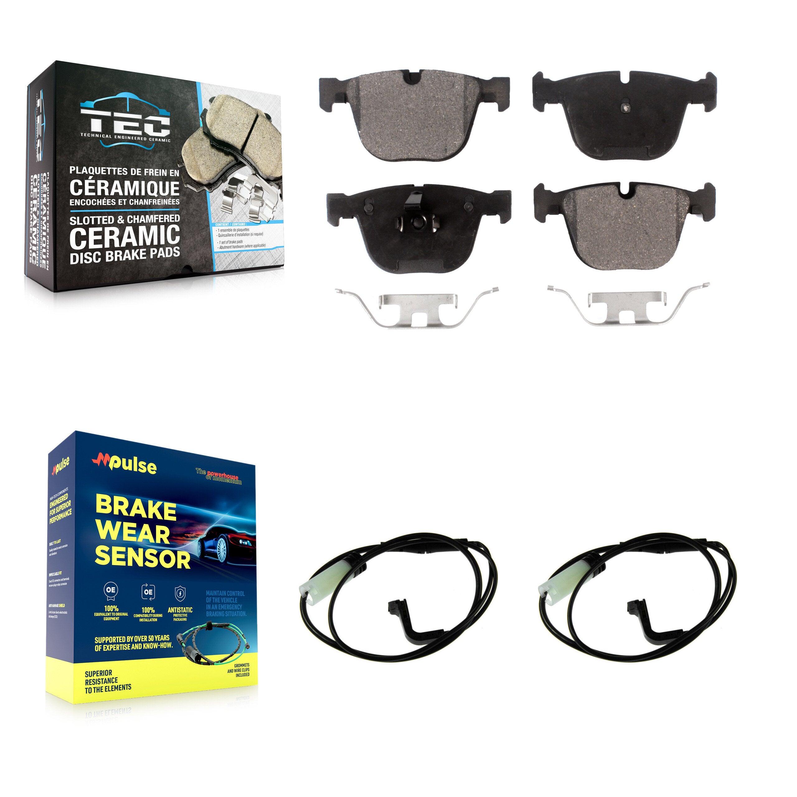 Rear Ceramic Disc Brake Pads And Wear Sensors Kit For 2007-2010 BMW M5