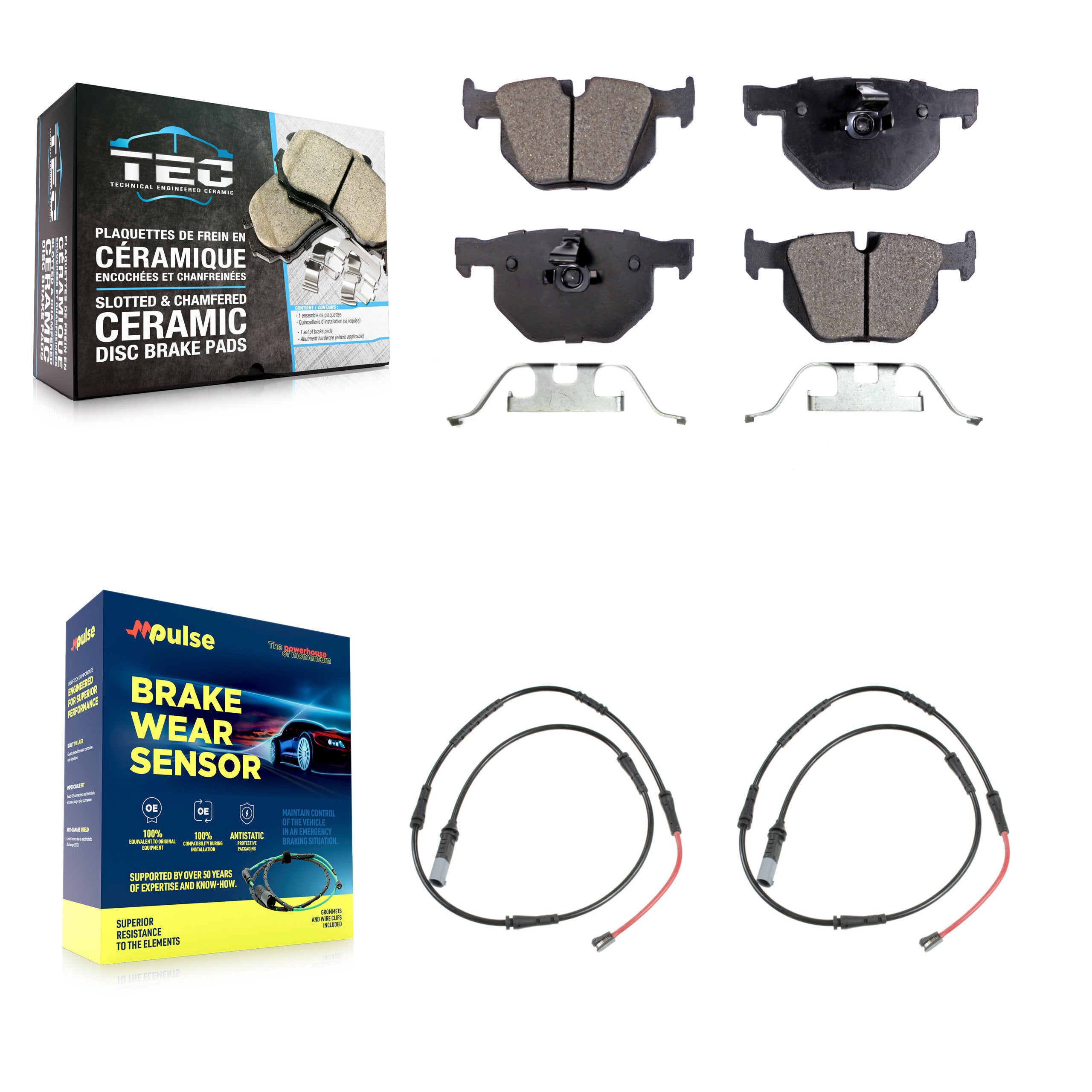 Rear Ceramic Disc Brake Pads And Wear Sensors Kit For 2009-2010 BMW 528i xDrive