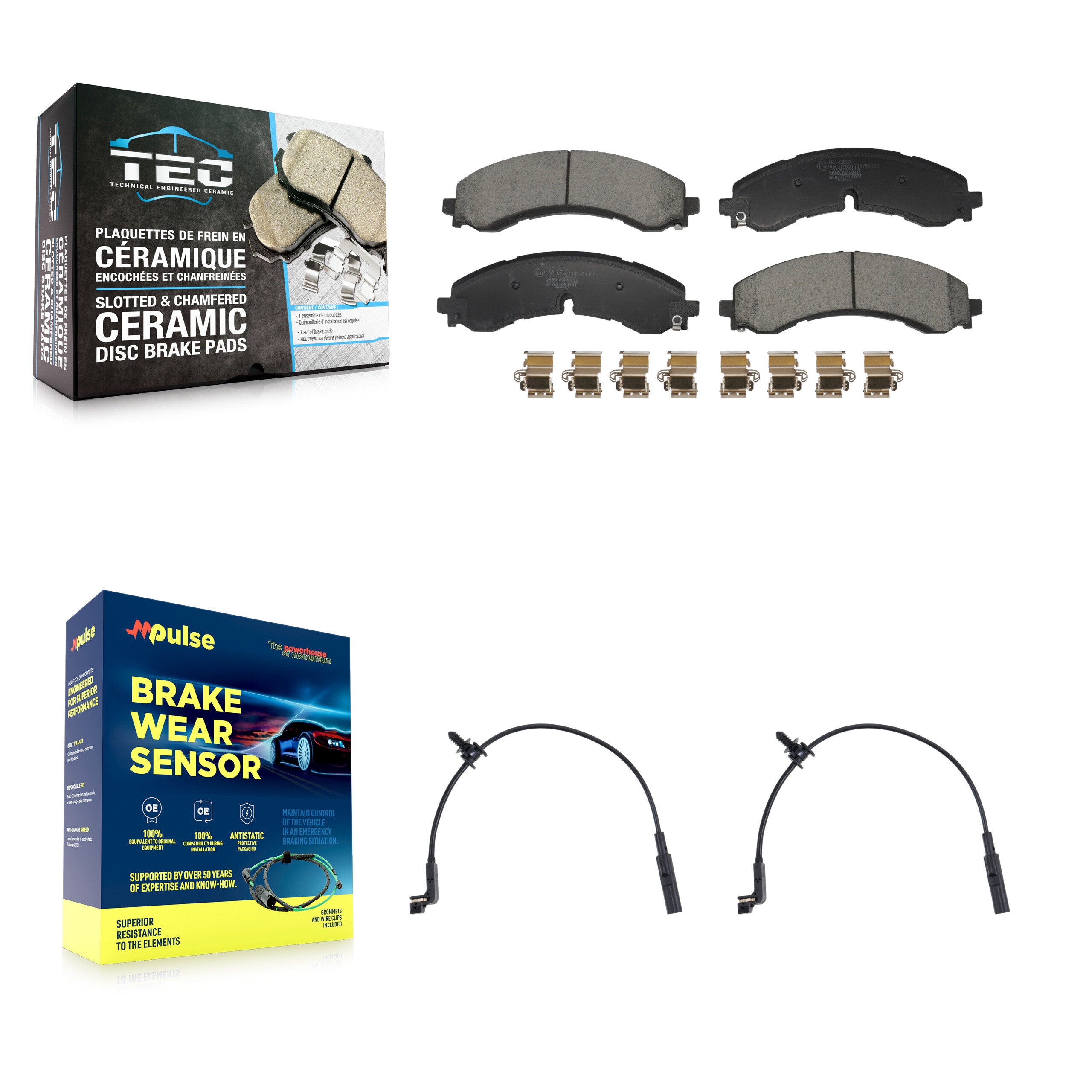 Rear Ceramic Brake Pad And Wear Sensor Kit For GMC Chevrolet Sierra 2500 HD 3500