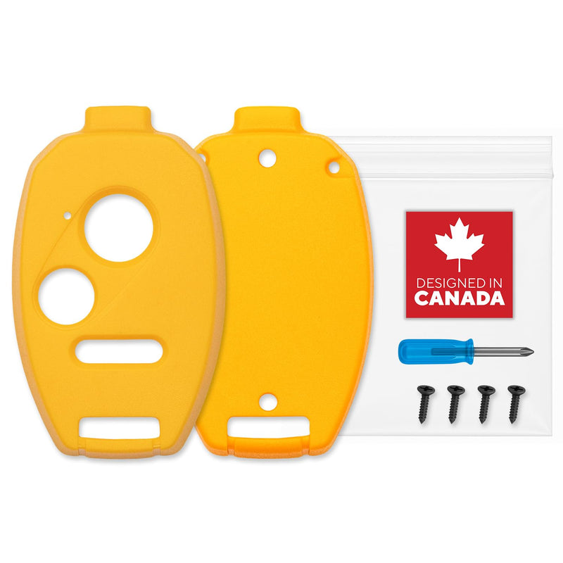 Key Fob Shell Case for Honda Civic, Accord, CRV, Pilot, Fit, Pilot, Ridgeline (Yellow - 3 Button)