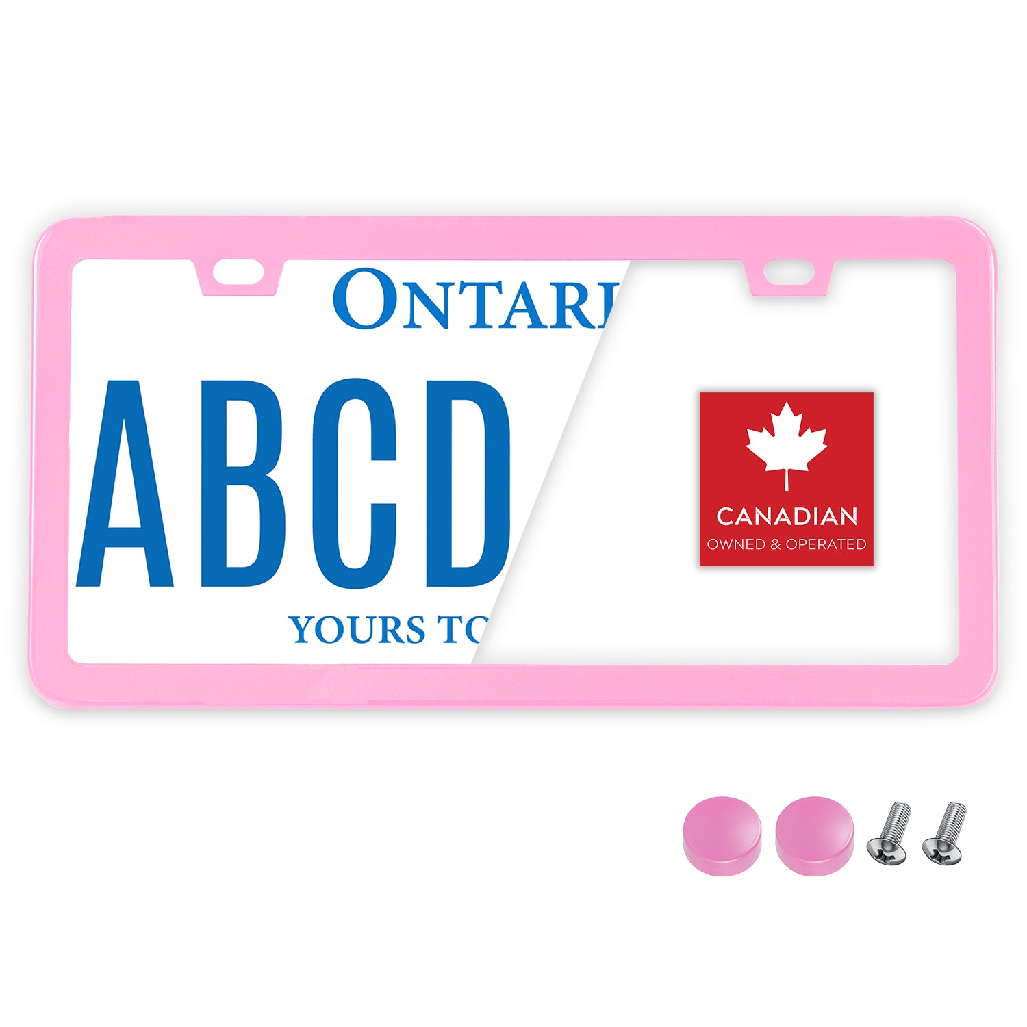 StandardAutoPart Pink Metal Premium License Plate Frame – Rust-Proof, Rattle-Free, Weather-Resistant, Universal Fit Front & Rear, Slim Top & Bottom Design with Screw Caps, Car Tag Holder