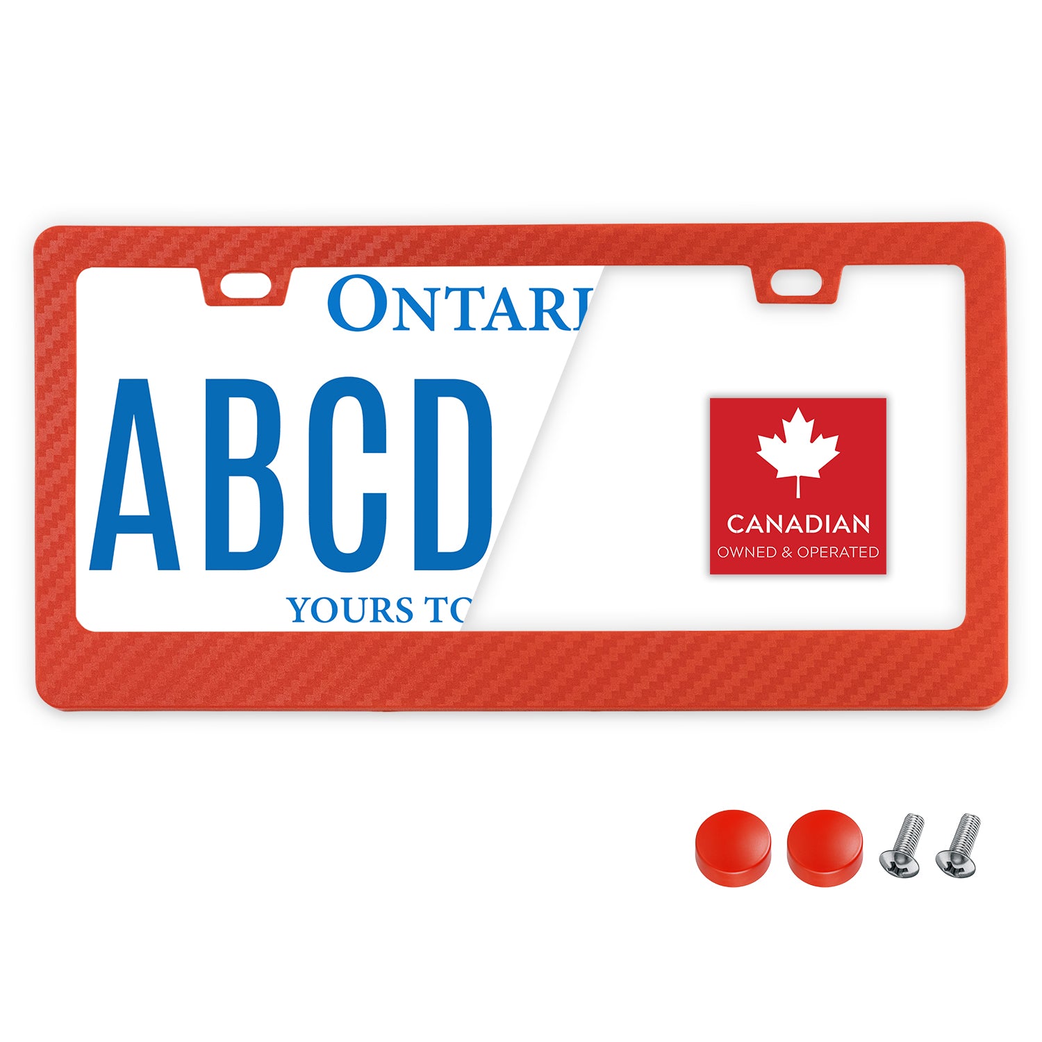 StandardAutoPart Red Ultra-Light Carbon Fiber Style License Plate Frames – Slim & Durable Plastic, Rust-Free, License Plate Protector