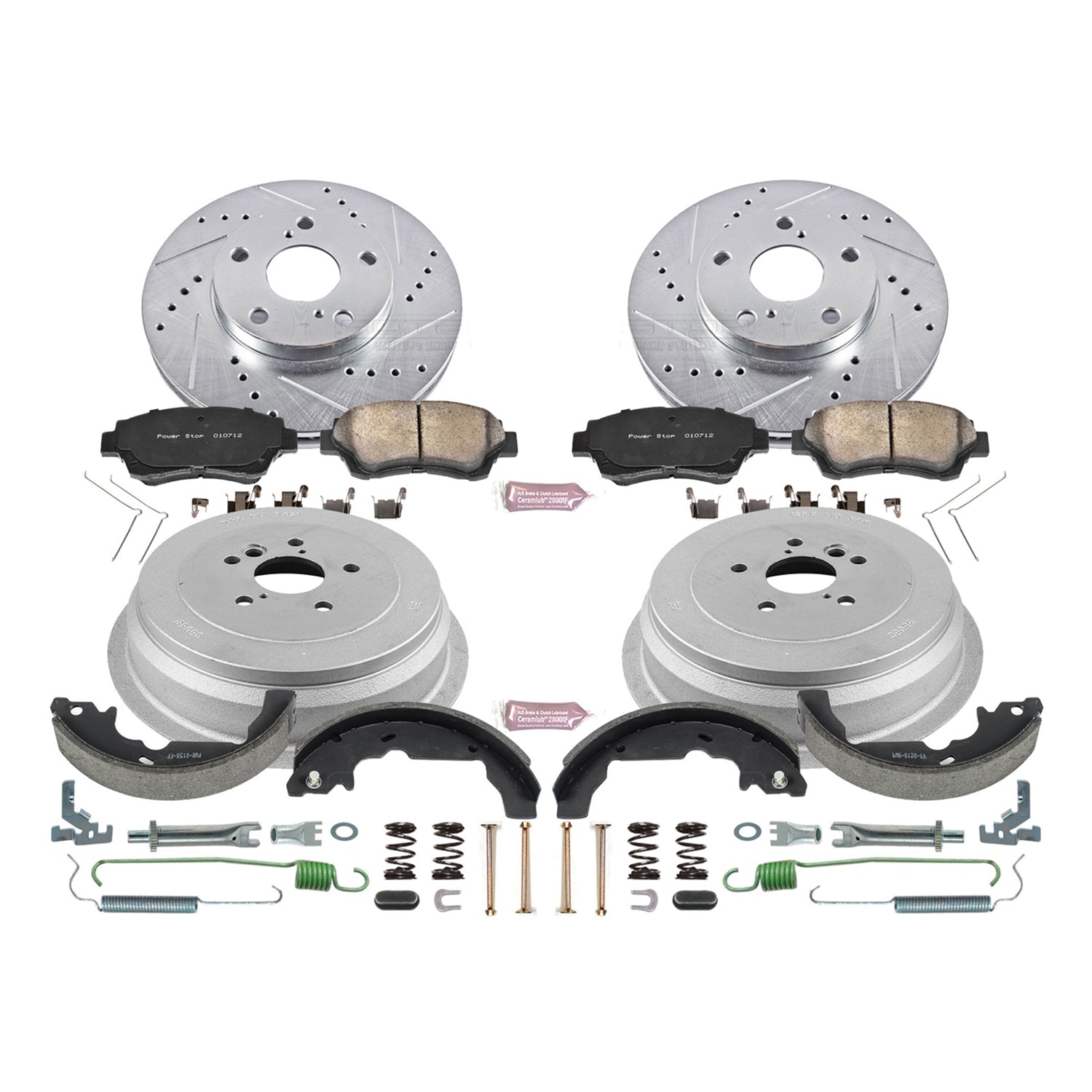 Power Stop K15179DK - Z23 1-Click Performance Drilled And Slotted Rotor Front And Rear Brake Kit