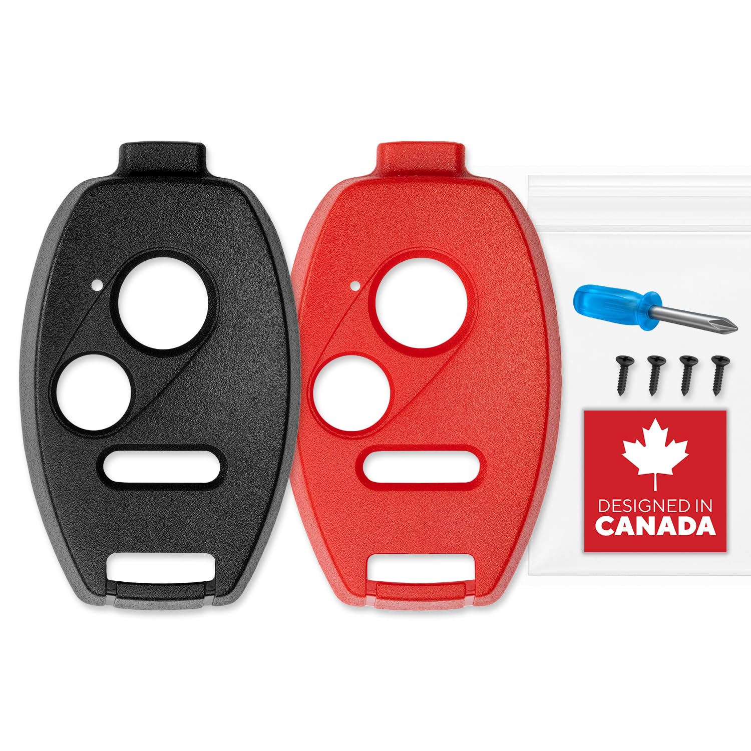 Remote Head Key Shell Case for Honda Civic, CR-V, Pilot 2005-2017 CWTWB1U545 N5F-A04TAA (Black & Red - 3 Button)