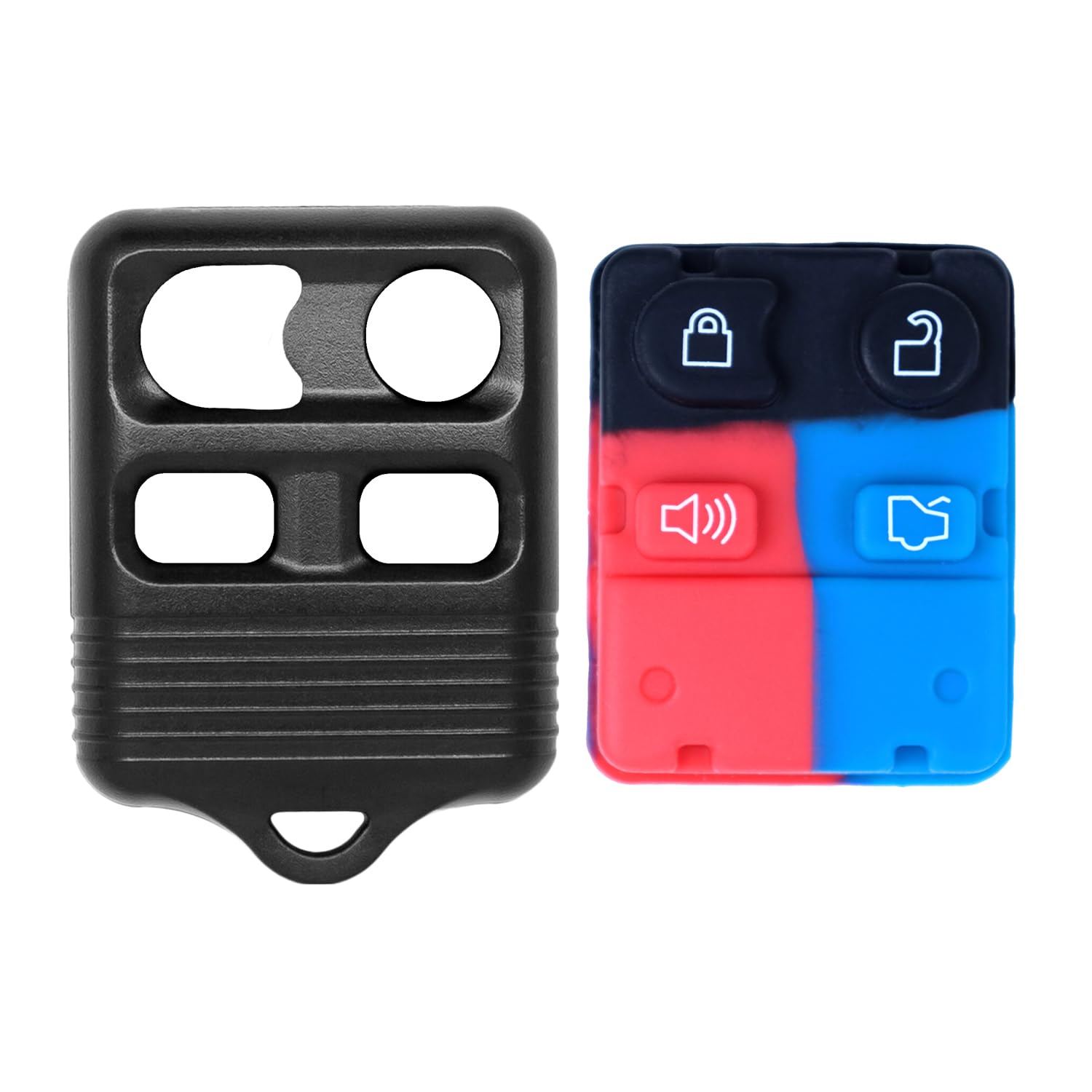 Remote Key Shell Case for Ford Escape Excursion Explorer F-150 F-250 Ranger Windstar Navigator Tribute Expedition 1998-2014 CWTWB1U331 8S4Z-15K601-AA (Black - 4 Button)