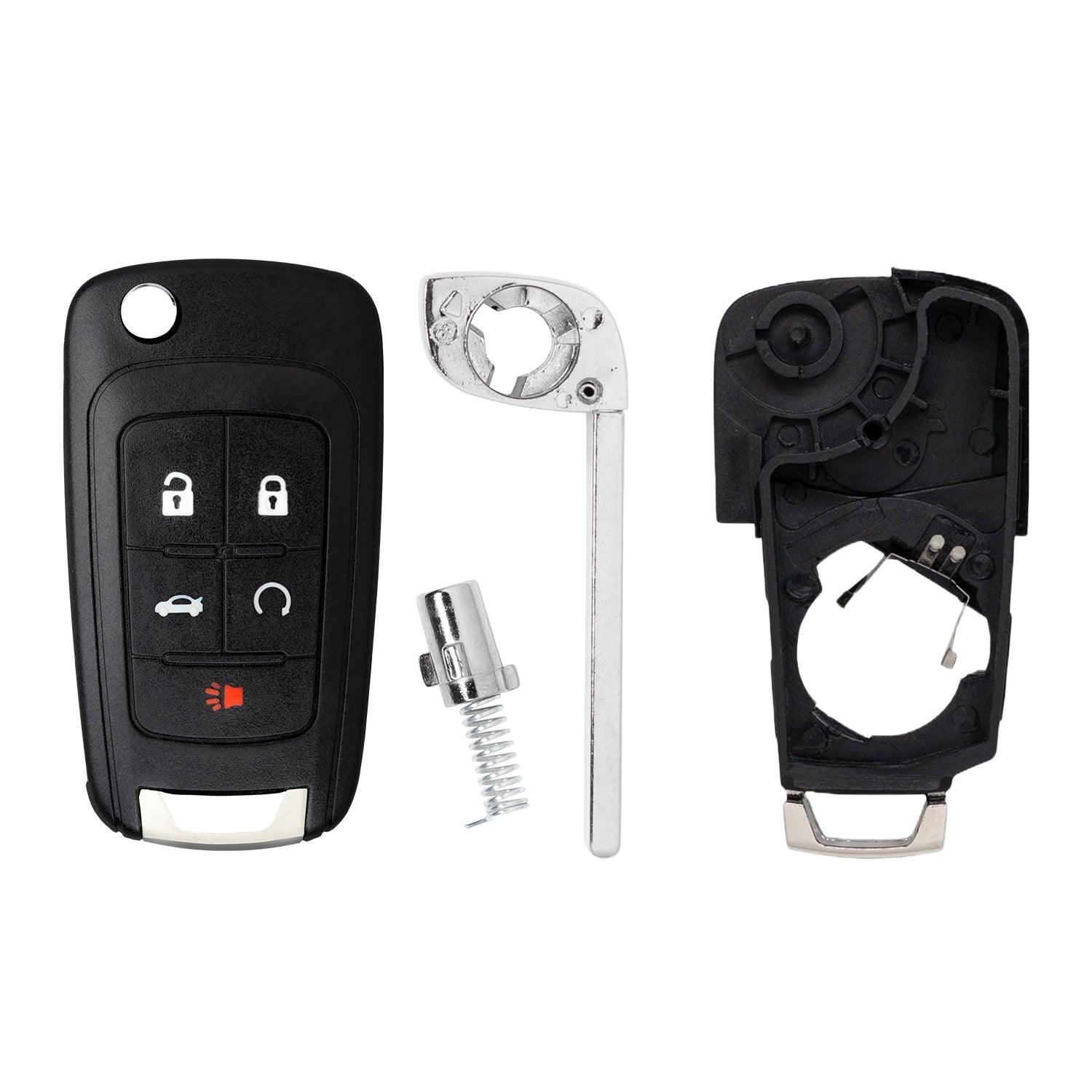 5 Button Flip Key Shell Case for Allure Regal Camaro Equinox Cruze Sonic Terrain Impala Malibu Encore Acadia (Shell Only)