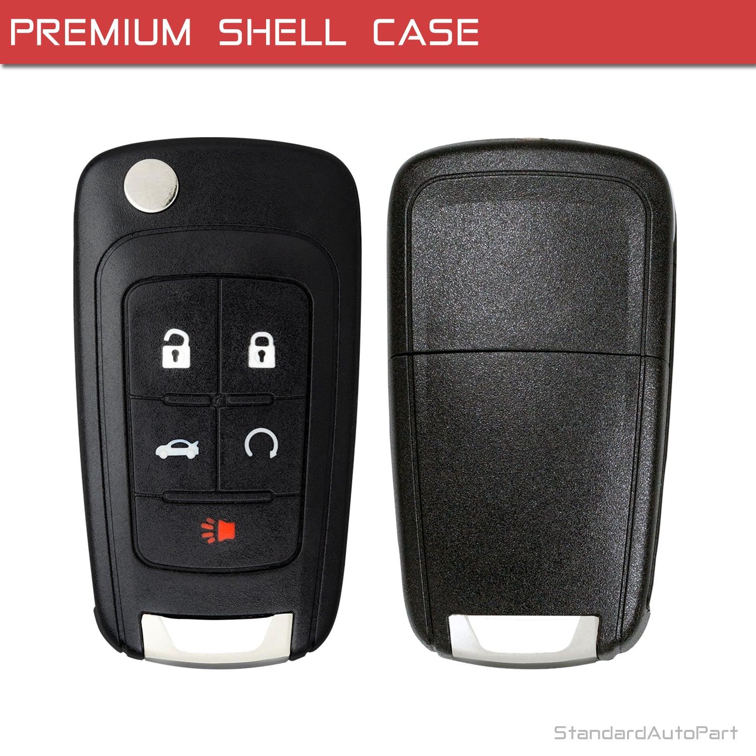 5 Button Flip Key Shell Case for Allure Regal Camaro Equinox Cruze Sonic Terrain Impala Malibu Encore Acadia (Shell Only)