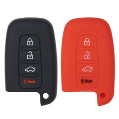 Silicone Key Cover for Azera Genesis Sonata Forte Optima Rio Sorento 2009-2017 SY5HMFNA04 (Black & Red - 4 Button)
