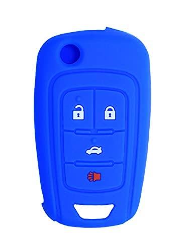 Silicone Key Cover for Camaro Cruze Equinox Sonic Malibu Impala 2010-2019 OHT01060512 13504200 (4 Button - Blue)