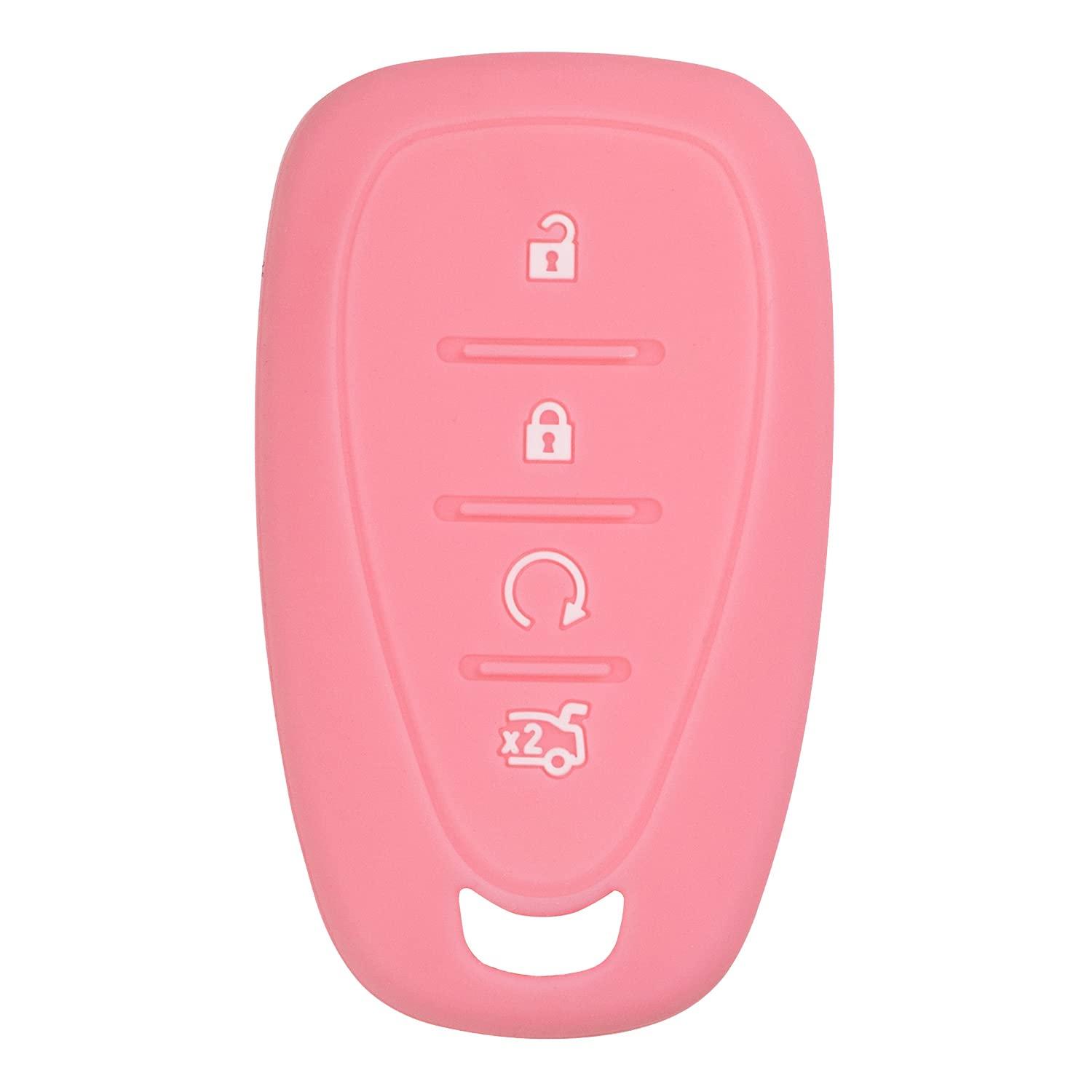 Silicone Key Cover for Chevrolet Cruze Volt Traverse Trailblazer Blazer 2017-2021 HYQ4EA 13529662 (4 Button - Pink)