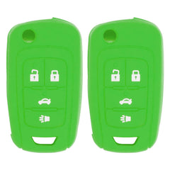 Silicone Key Cover for Chevy Cruze Equinox Impala Malibu Sonic Allure Lacrosse Regal Verano Encore Terrain OHT01060512 13504200 (4 Button - Double Green)