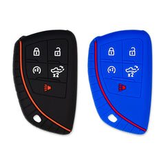 Silicone Key Cover for Chevy Silverado 1500, Sierra 1500/2500HD/3500HD 2022–2025 13548437 (Black & Blue - 2 Pack)