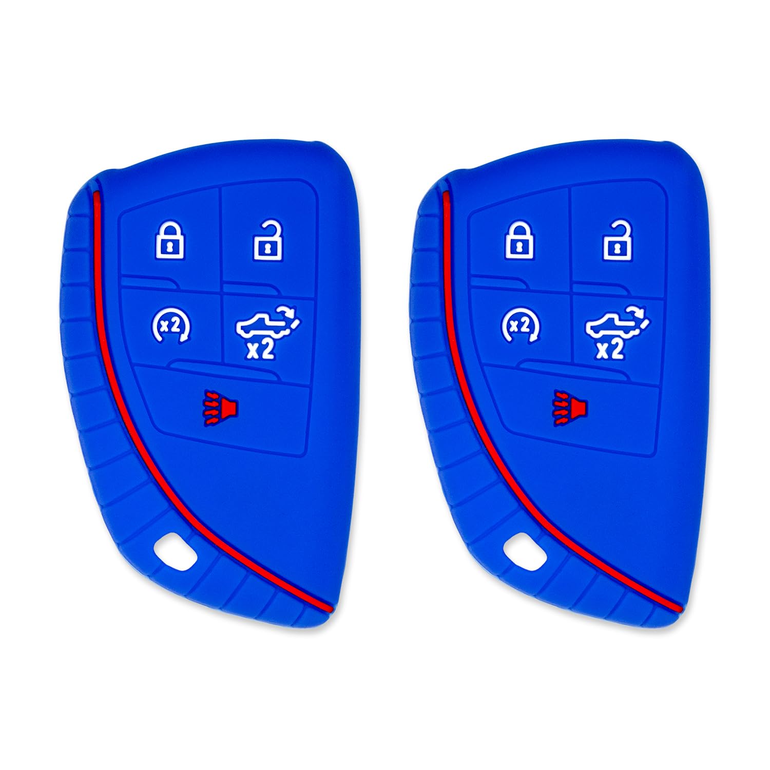 Silicone Key Cover for Chevy Silverado 1500, Sierra 1500/2500HD/3500HD 2022–2025 13548437 (Double Blue - 5 Button)