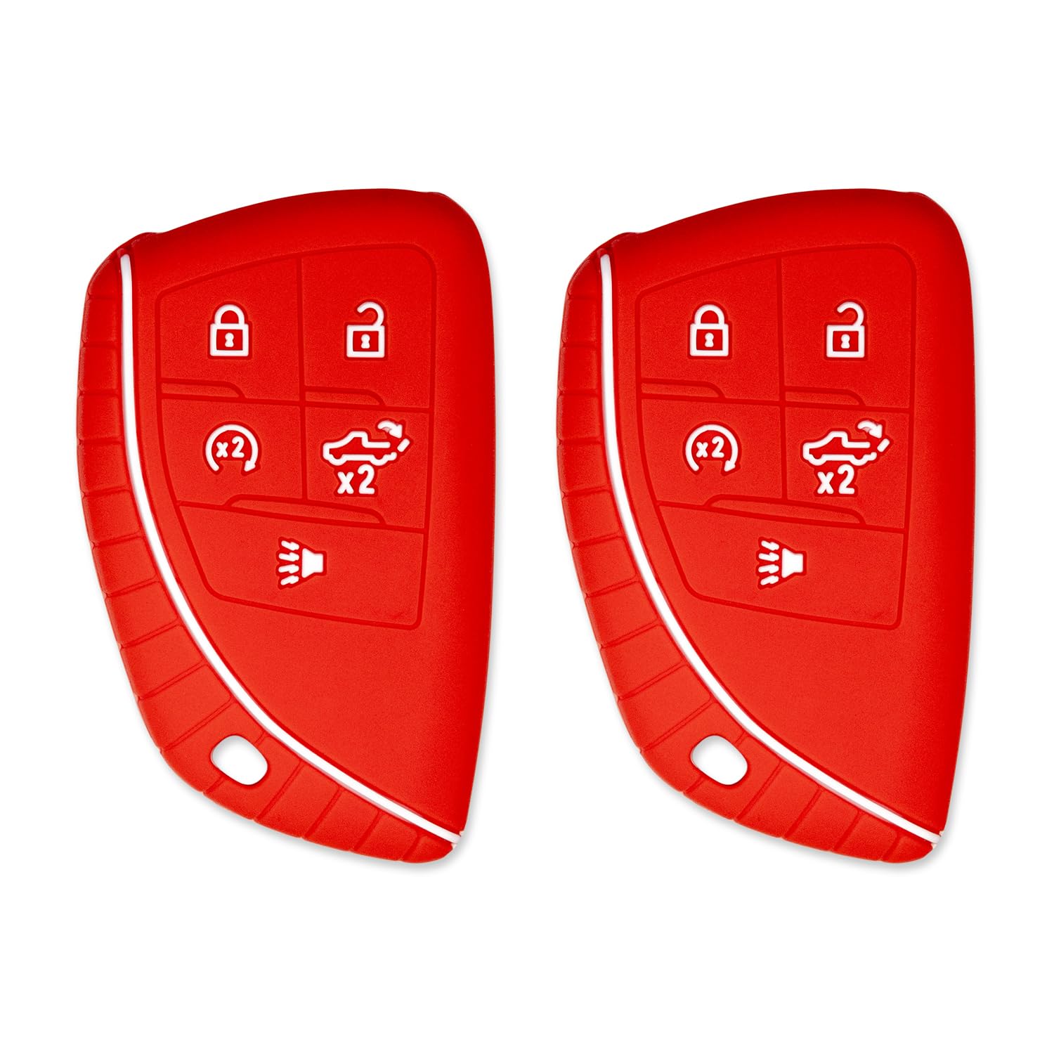 Silicone Key Cover for Chevy Silverado 1500, Sierra 1500/2500HD/3500HD 2022–2025 (Double Red - 2 Pack)
