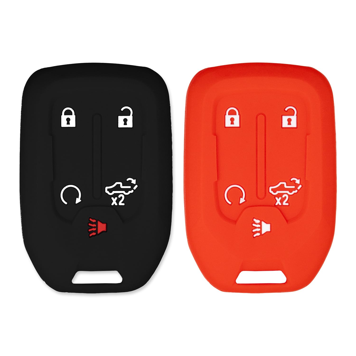 Silicone Key Cover for Chevy Silverado, Sierra 2019-2024 13529632 (Black & Red - 5 Button)