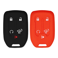 Silicone Key Cover for Chevy Silverado, Sierra 2019-2024 13529632 (Black & Red - 5 Button)