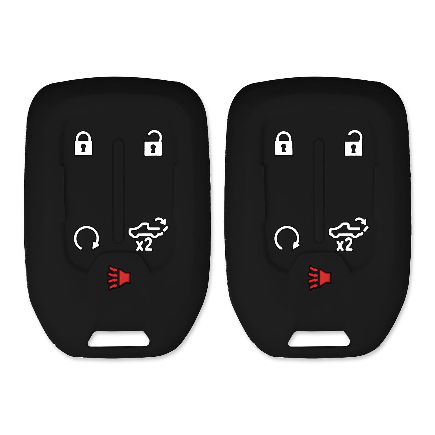 Silicone Key Cover for Chevy Silverado, Sierra 2019-2024 13529632 (Double Black - 5 Button)