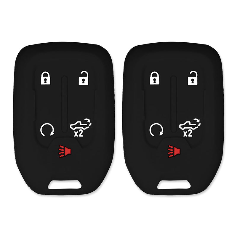 Silicone Key Cover for Chevy Silverado, Sierra 2019-2024 13529632 (Double Black - 5 Button)