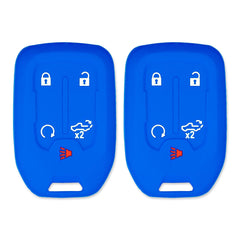 Silicone Key Cover for Chevy Silverado, Sierra 2019-2024 13529632 (Double Blue - 2 Pack)
