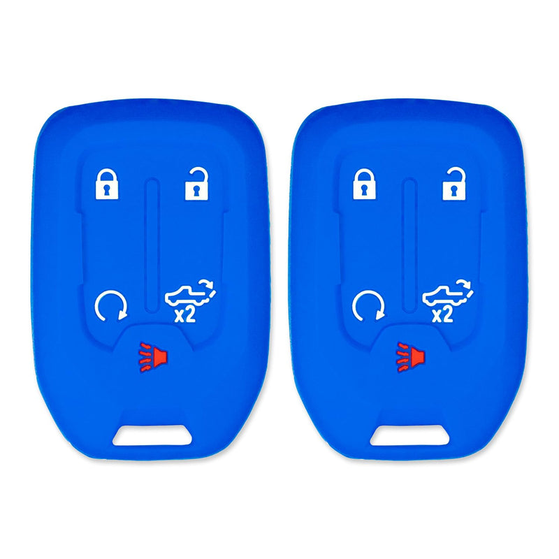 Silicone Key Cover for Chevy Silverado, Sierra 2019-2024 13529632 (Double Blue - 2 Pack)