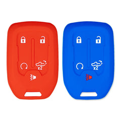 Silicone Key Cover for Chevy Silverado, Sierra 2019-2024 13529632 (Red & Blue - 2 Pack)