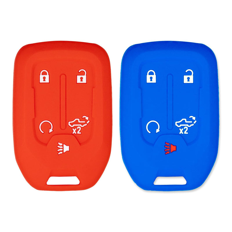 Silicone Key Cover for Chevy Silverado, Sierra 2019-2024 13529632 (Red & Blue - 2 Pack)