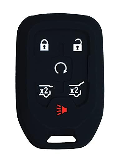 Silicone Key Cover for Chevy Tahoe Yukon Suburban 2015-2020 HYQ1AA 13529634 (Black - 5 Button)
