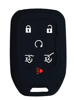 Silicone Key Cover for Chevy Tahoe Yukon Suburban 2015-2020 HYQ1AA 13529634 (Black - 5 Button)