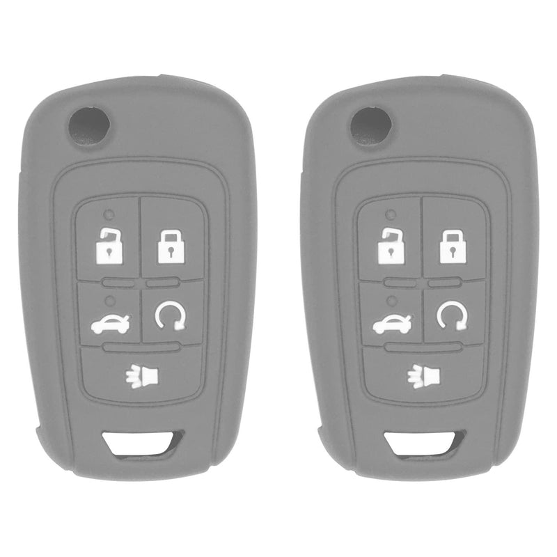 Silicone Key Cover for Cruze Equinox Impala Malibu Sonic Terrain Lacrosse Regal Verano Encore Allure 2010-2021 P409MK74946931 5921873 (5 Button - Double Grey)