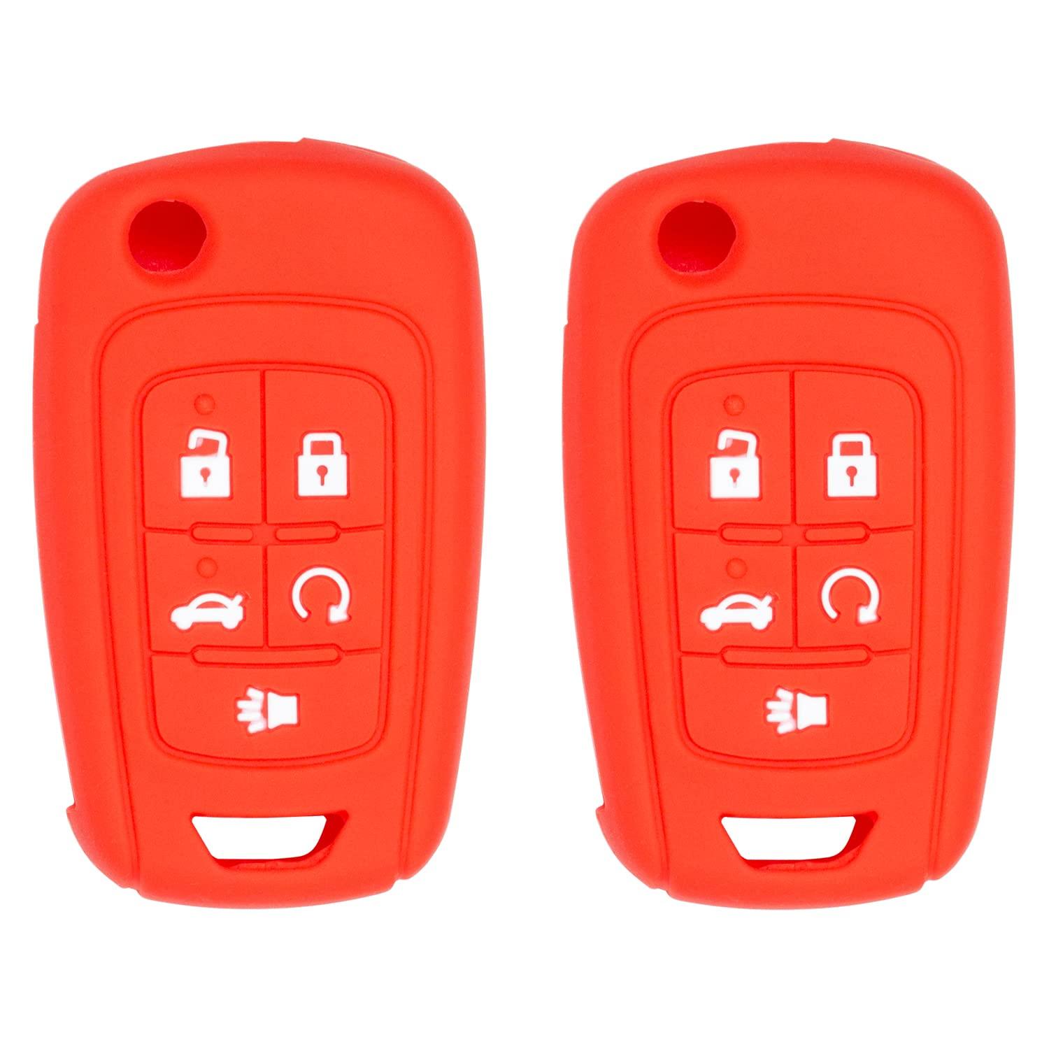 Silicone Key Cover for Cruze Equinox Impala Malibu Sonic Terrain Lacrosse Regal Verano Encore Allure 2010-2021 P409MK74946931 5921873 (5 Button - Double Red)