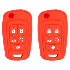 Silicone Key Cover for Cruze Equinox Impala Malibu Sonic Terrain Lacrosse Regal Verano Encore Allure 2010-2021 P409MK74946931 5921873 (5 Button - Double Red)