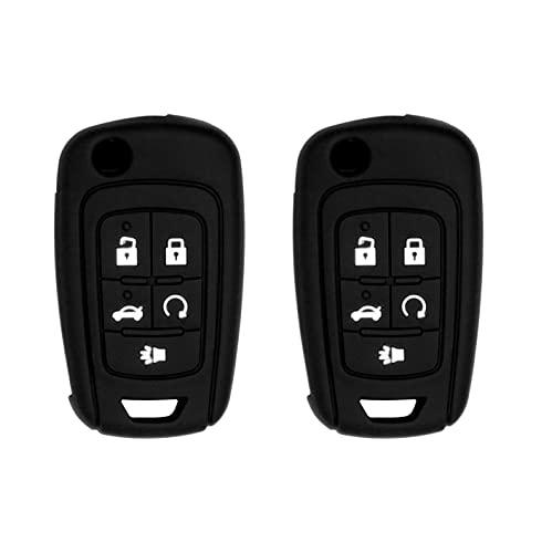 Silicone Key Cover for Cruze Equinox Impala Malibu Sonic Terrain Lacrosse Regal Verano Encore Allure P409MK74946931 5921873 (5 Button - Double Black)
