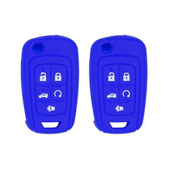 Silicone Key Cover for Cruze Equinox Impala Malibu Sonic Terrain Lacrosse Regal Verano Encore Allure P409MK74946931 5921873 (5 Button - Double Blue)