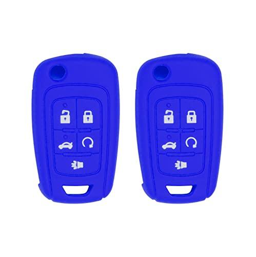 Silicone Key Cover for Cruze Equinox Impala Malibu Sonic Terrain Lacrosse Regal Verano Encore Allure P409MK74946931 5921873 (5 Button - Double Blue)