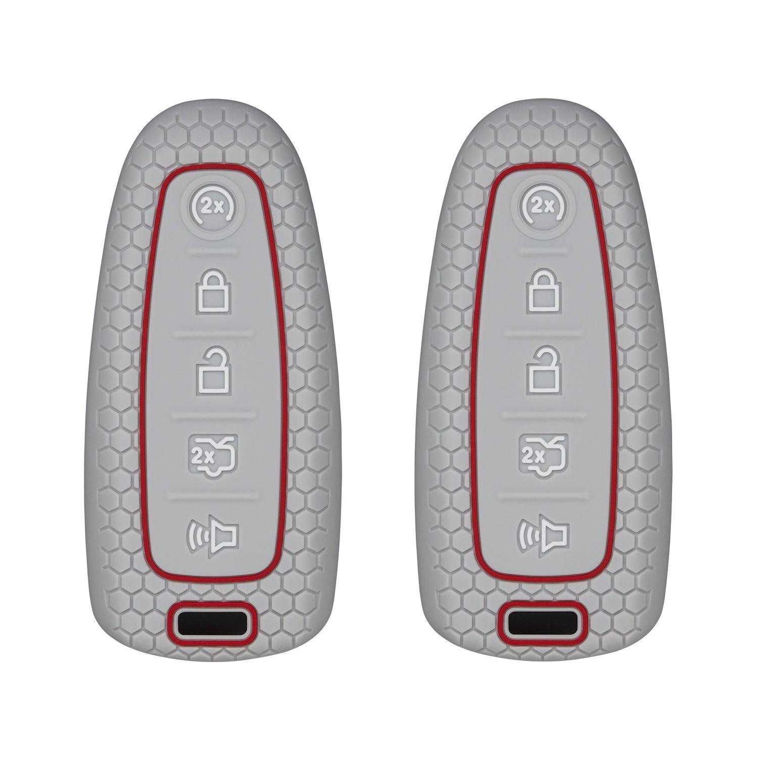 Silicone Key Cover for Ford Edge Explorer Flex Expedition Focus Focus Taurus Escape MKS MKT MKX Navigator 2011-2019 M3N5WY8610 164-R8092 (5 Button - Double Grey)