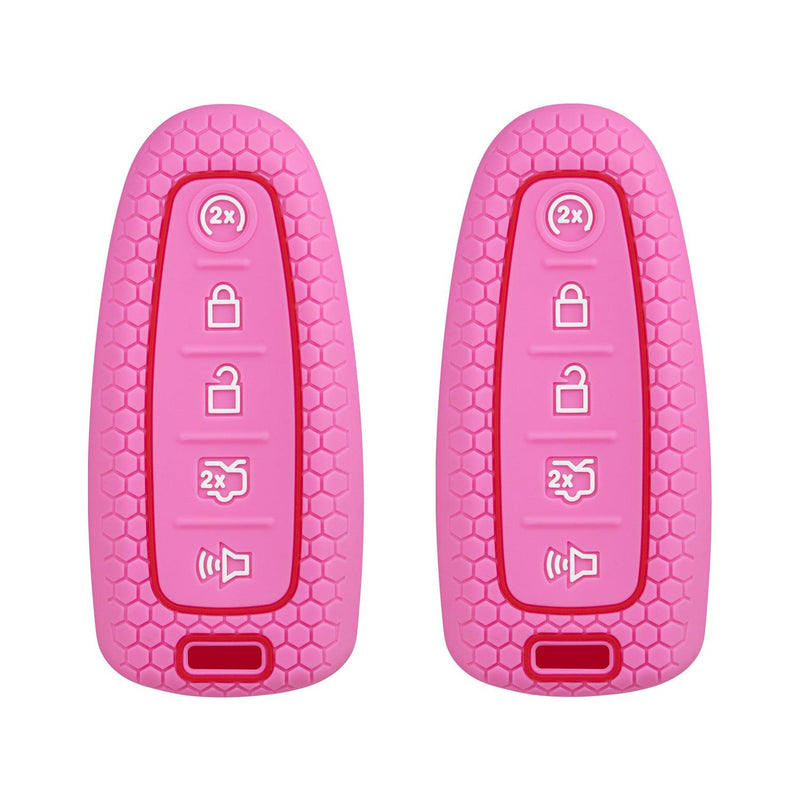 Silicone Key Cover for Ford Edge Explorer Flex Expedition Focus Focus Taurus Escape MKS MKT MKX Navigator 2011-2019 M3N5WY8610 164-R8092 (5 Button - Double Pink)