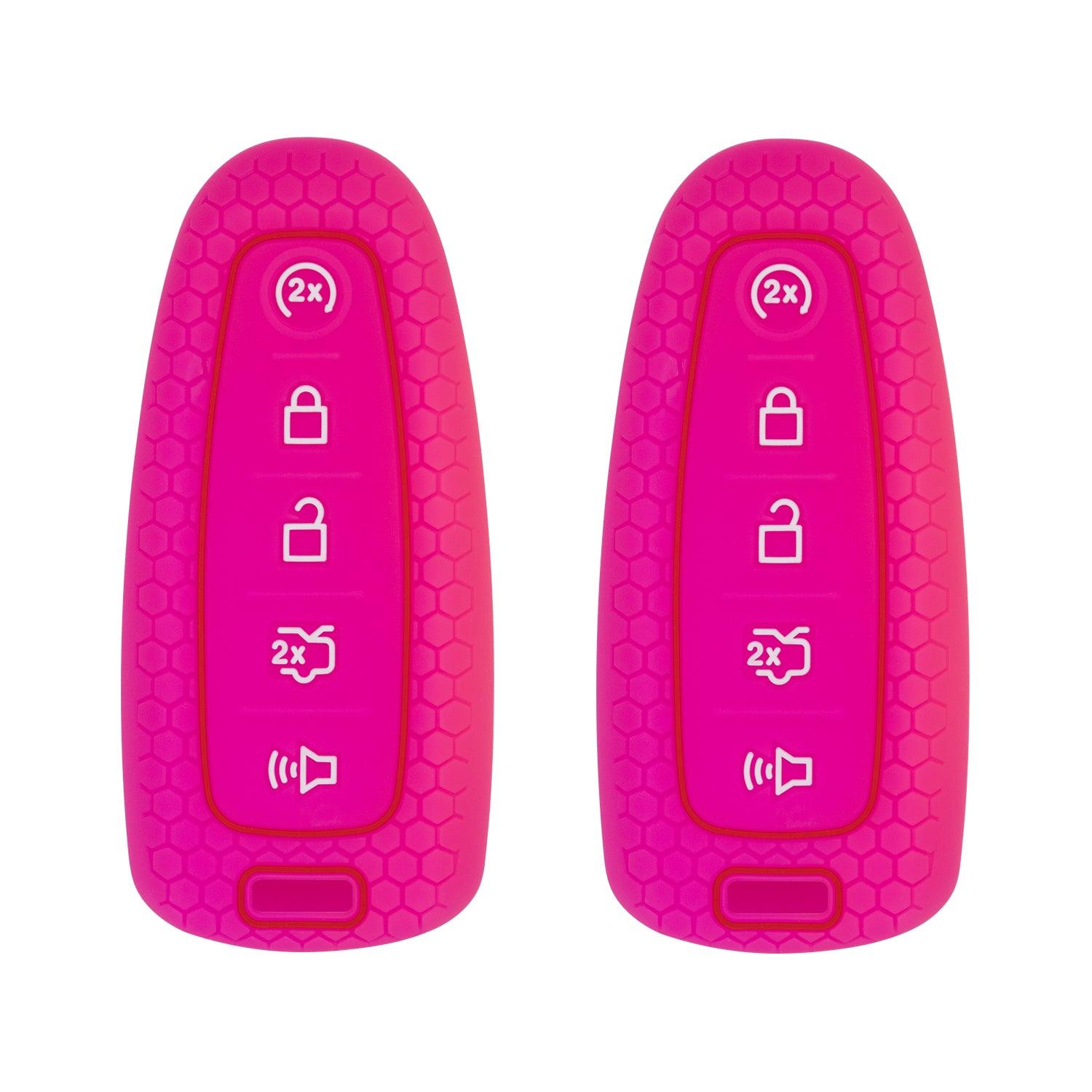 Silicone Key Cover for Ford Edge Explorer Flex Expedition Focus Focus Taurus Escape MKS MKT MKX Navigator M3N5WY8610 164-R8092 (Double Purple - 5 Button)