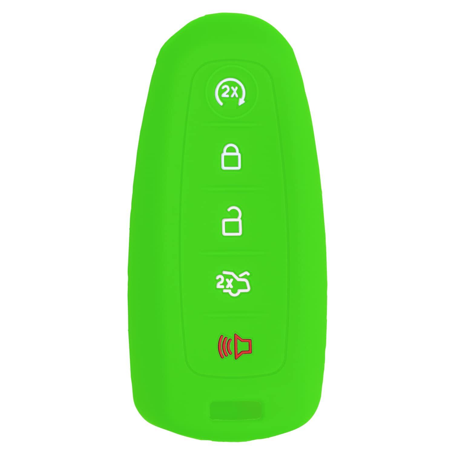 Silicone Key Cover for Ford Edge Explorer Flex Taurus Focus Expedition Escape 2011-2020 M3N5WY8610 164-R8092 (Green - 5 Button)