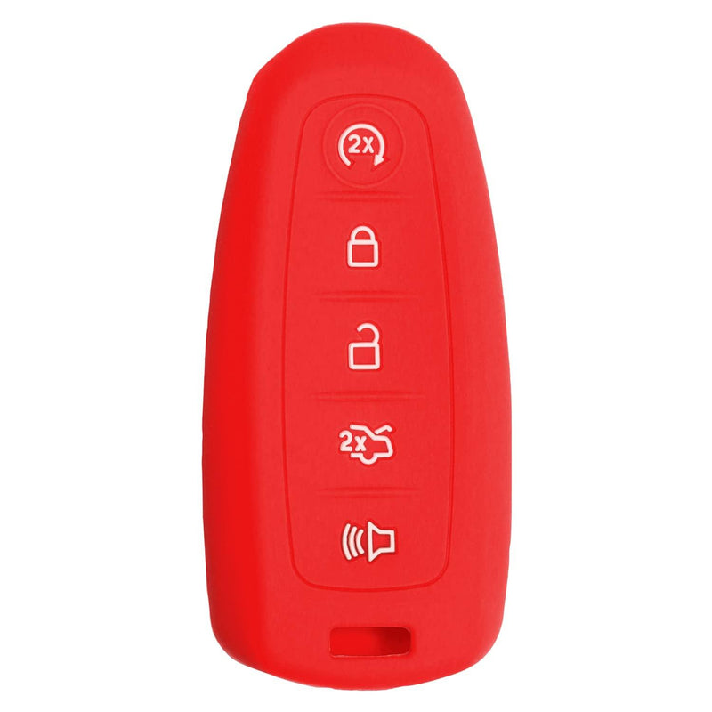 Silicone Key Cover for Ford Edge Explorer Flex Taurus Focus Expedition Escape 2011-2020 M3N5WY8610 164-R8092 (Red - 5 Button)