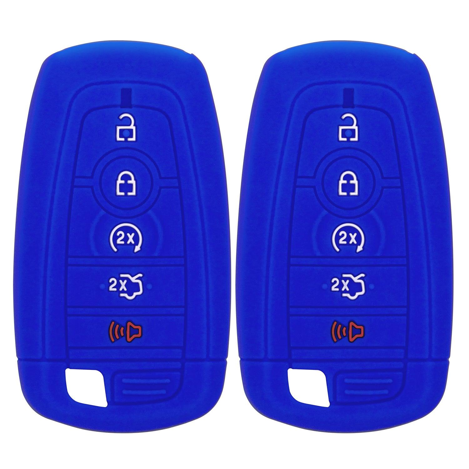 Silicone Key Cover for Ford Fusion Explorer Edge Mustang Expedition 2017-2020 M3N-A2C93142600 164-R8149 (Double Blue - 5 Button)