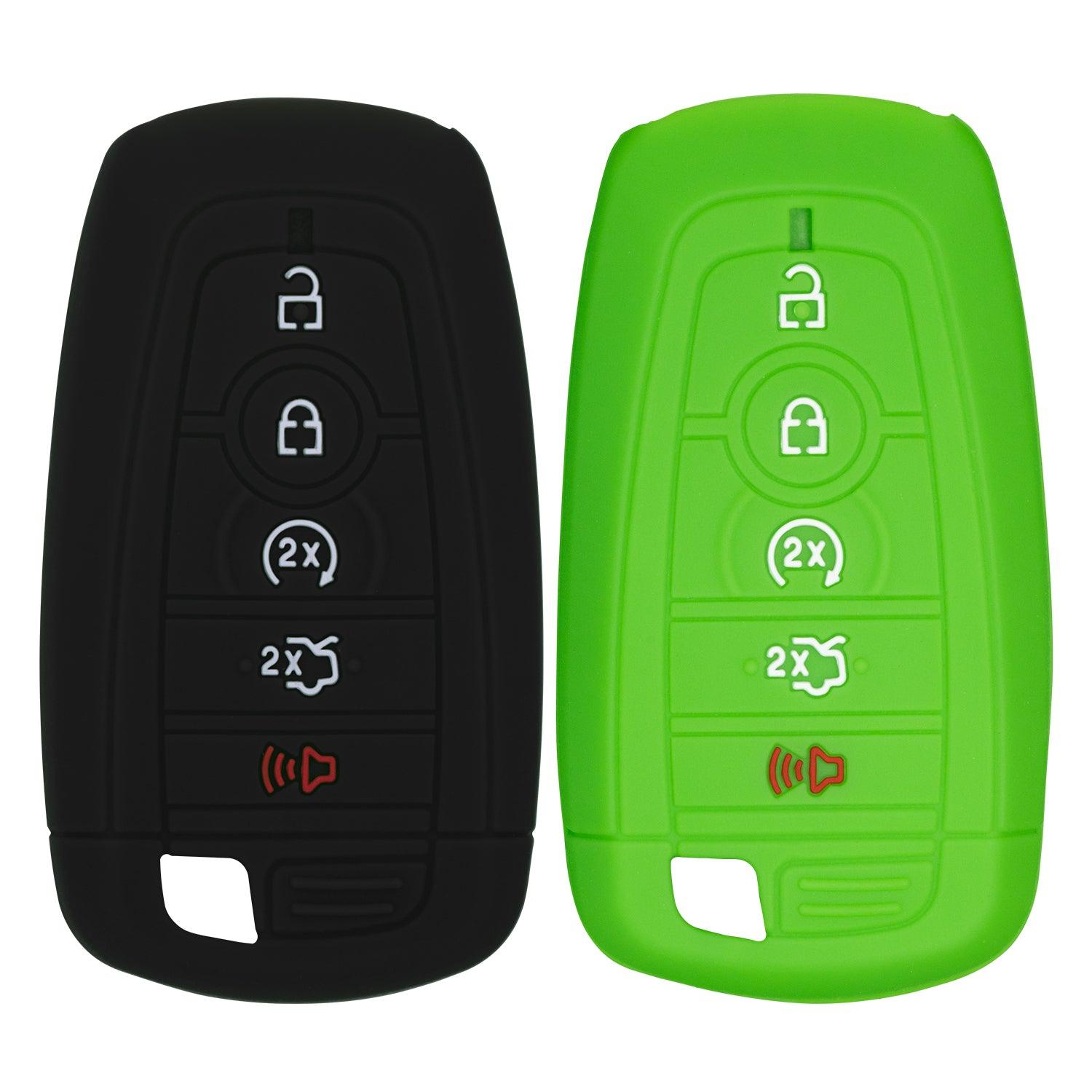 Silicone Key Cover for Ford Fusion Explorer Edge Mustang Expedition 2017-2021 M3N-A2C93142600 164-R8149 (Black & Green)