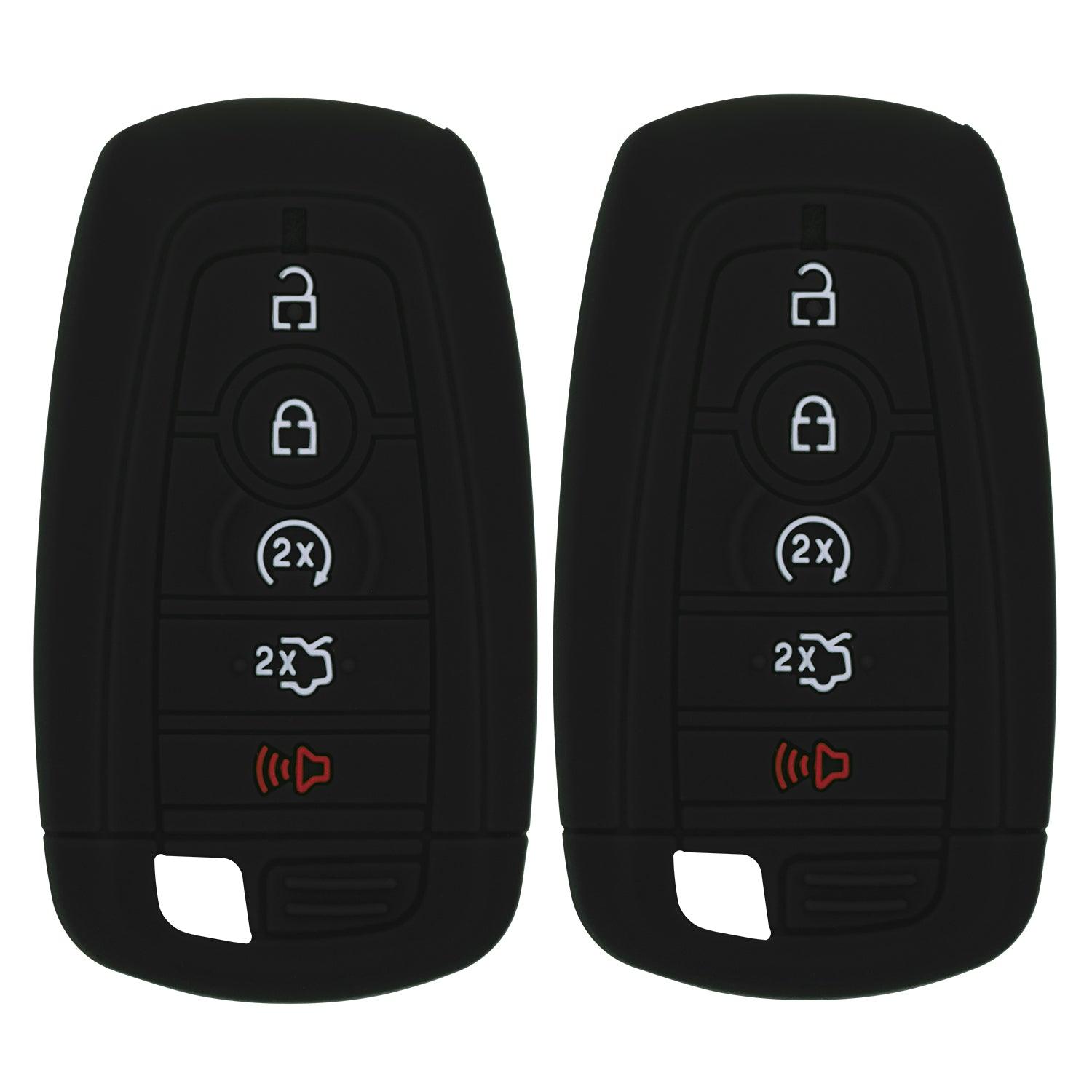 Silicone Key Cover for Ford Fusion Explorer Edge Mustang Expedition 2017-2021 M3N-A2C93142600 164-R8149 (Double Black - 5 Button)